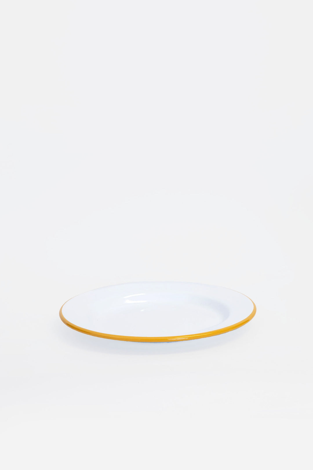 Enamelware White & Mustard Plate / 24cm