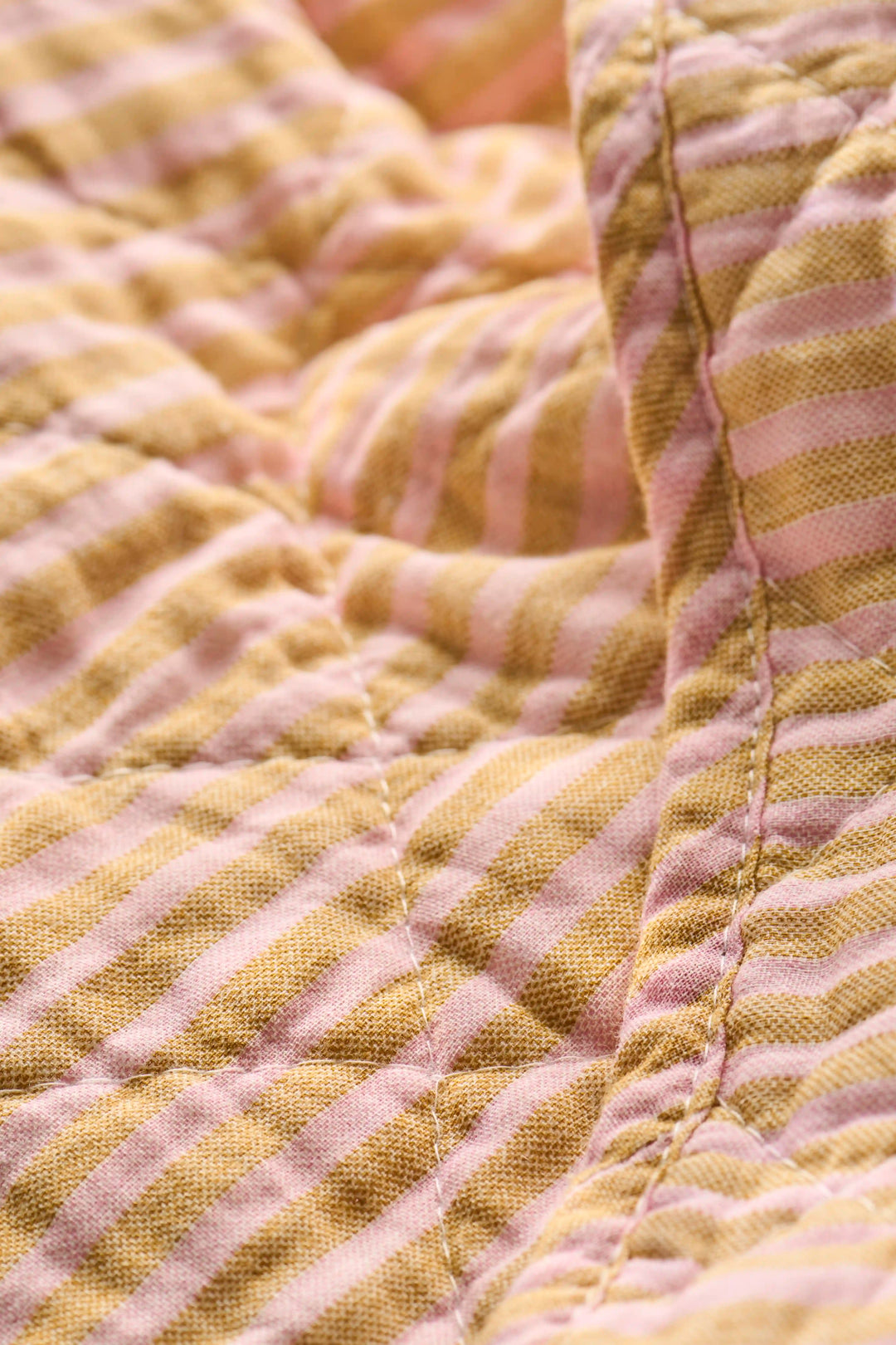Quilt Mustard and Light Pink Stripe