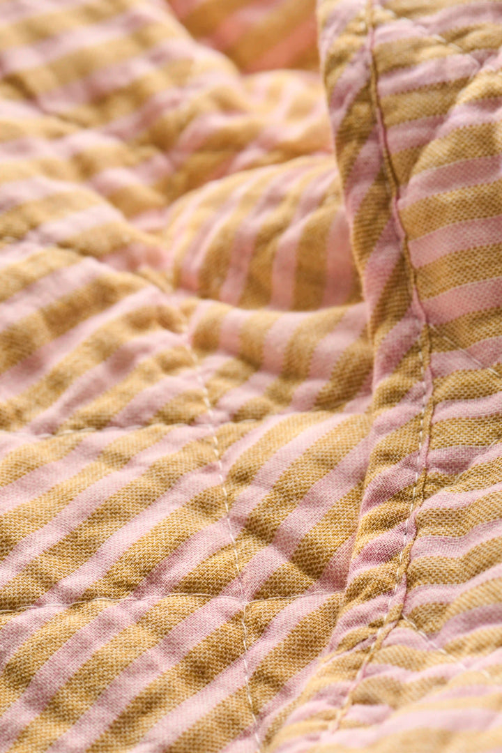 Quilt Mustard and Light Pink Stripe