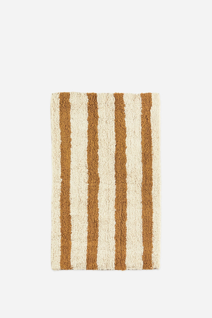 Striped Tufted Bathmat 50x80cm / Mustard White