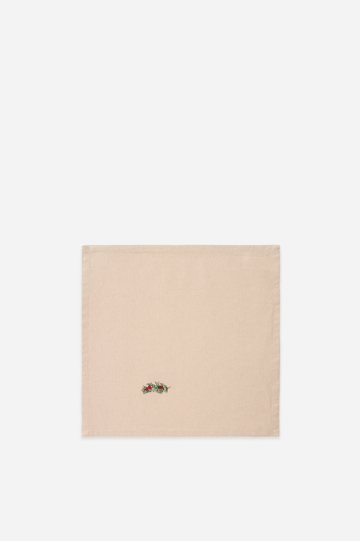 Embroidered Cotton Napkin / Red Berry