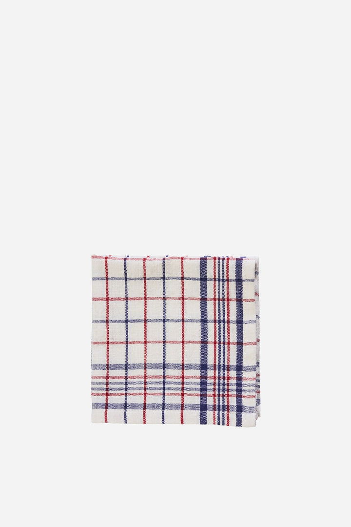Checked Cotton Napkins / White Blue Red
