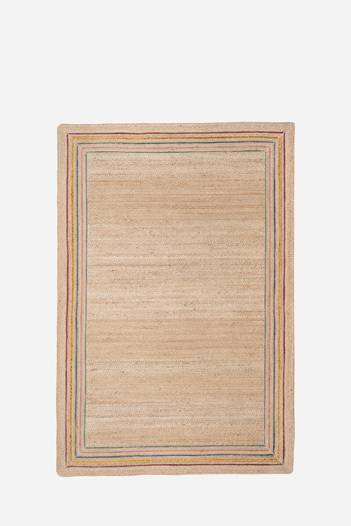Natural Stripe Border Jute Rug Rectangle / 122x183cm