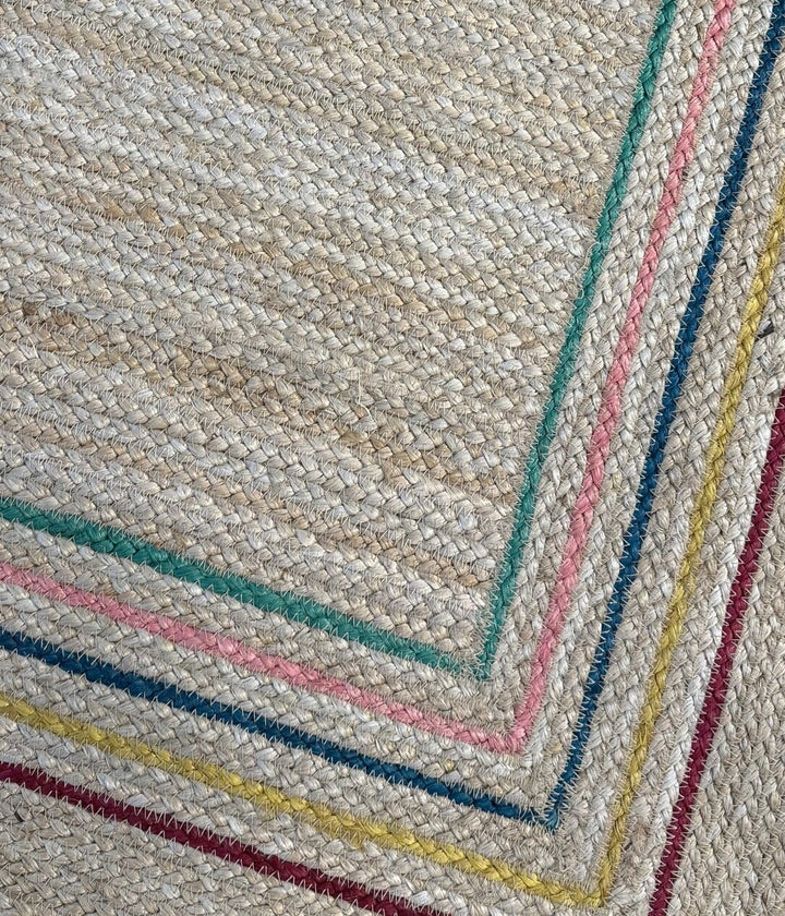 Natural Stripe Border Jute Rug Rectangle / 122x183cm