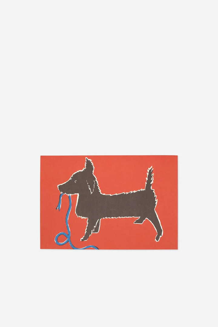 Illustration of a dog on an orange square with a white background
