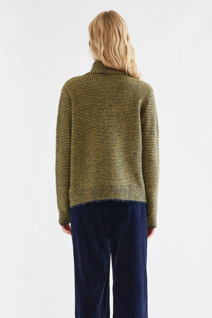 Navy Mustard Striped Cardigan