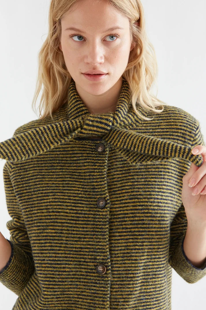 Navy Mustard Striped Cardigan