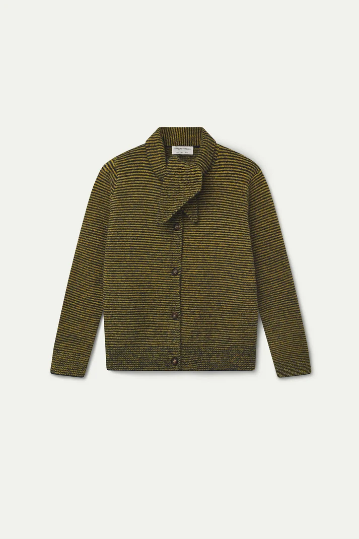 Navy Mustard Striped Cardigan