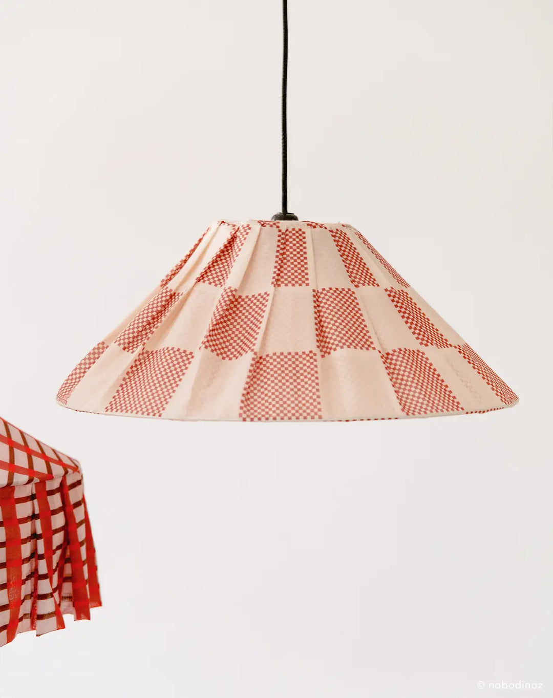 Ava Pleated Lampshade 50cm / Burnt Red Check