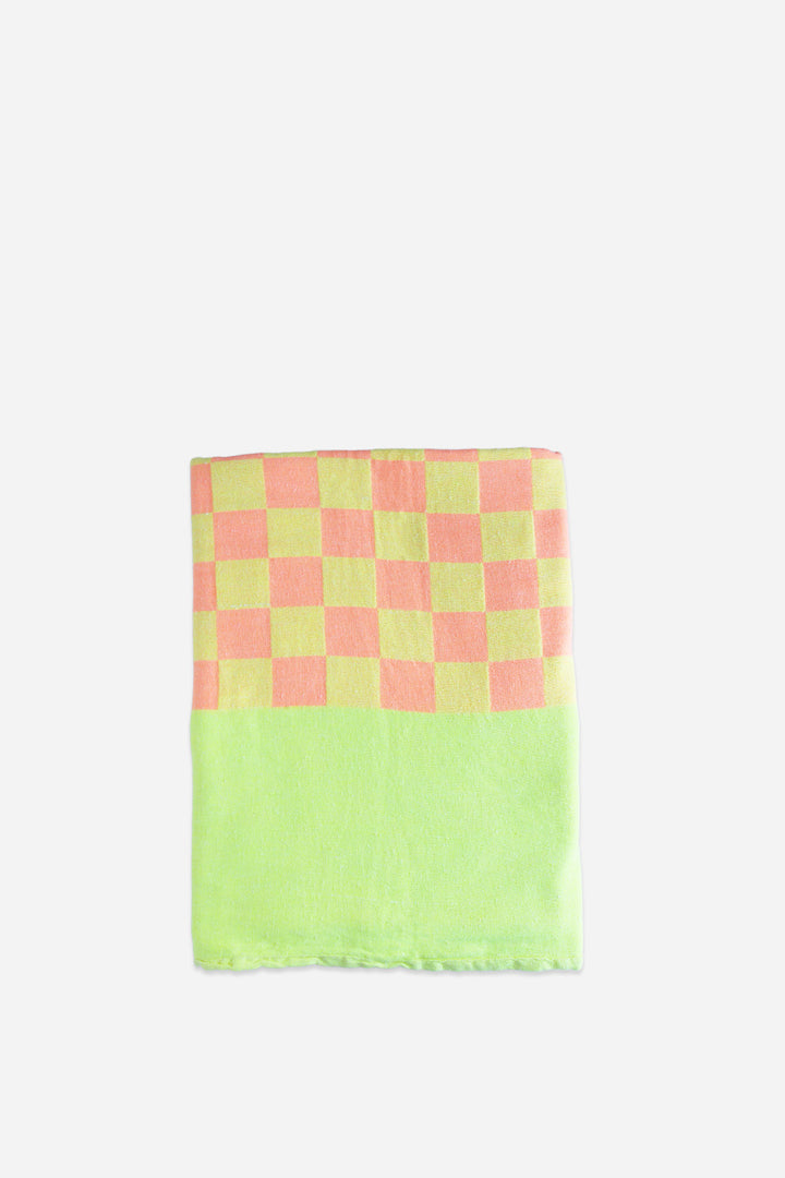 Check Turkish Towel / Neon Pink and Yellow