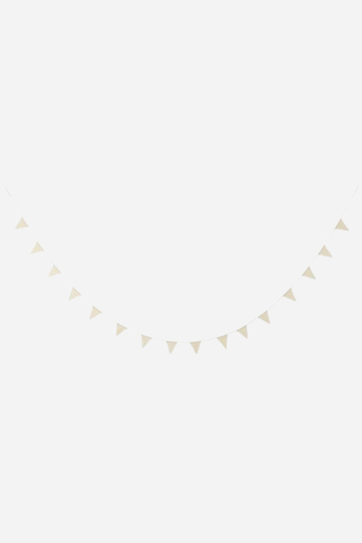 Beige garland in front of white back ground