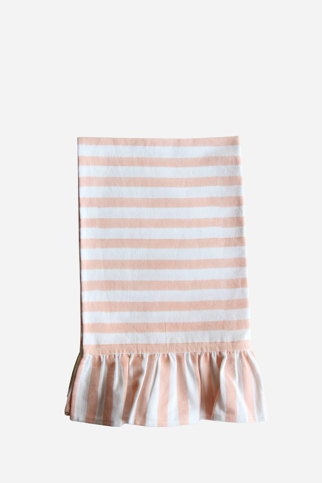 Striped fabric with pink and white horizontal stripes on a white background