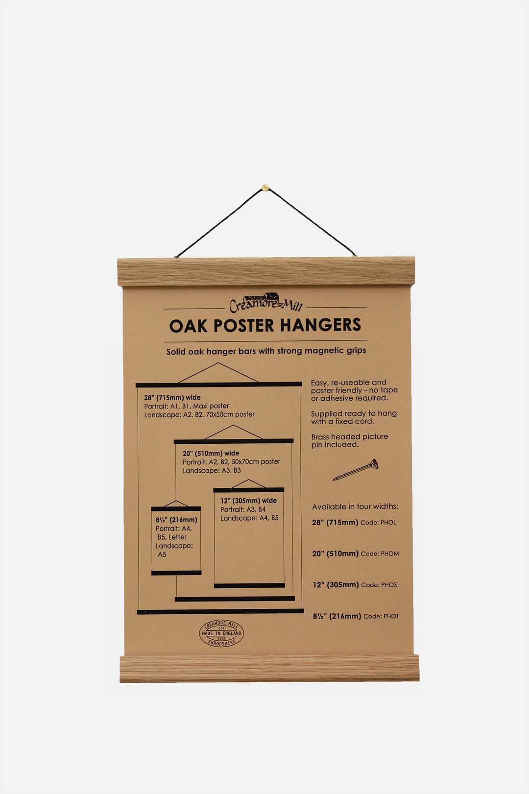 Oak Poster Hanger - Domestic Science Home