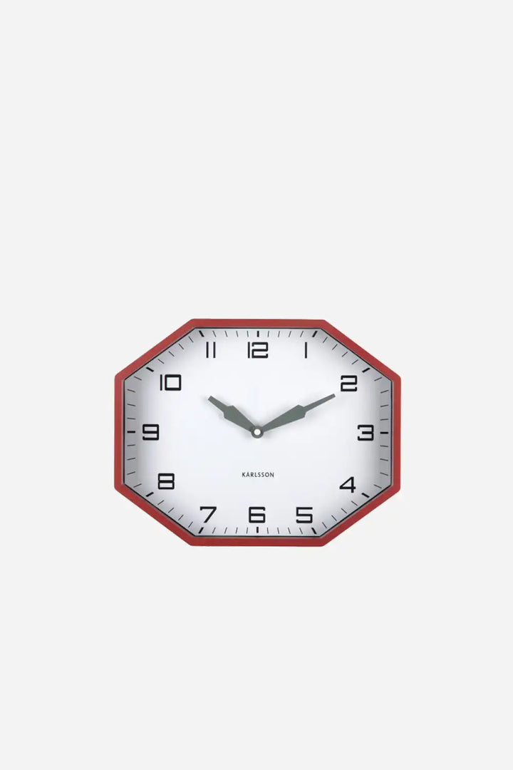 Wall clock Modern Factory Octagon Red