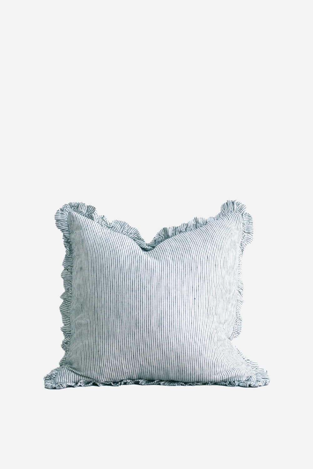 Oli Ruffle Linen Cushion / Pinstripe / 40x40cm