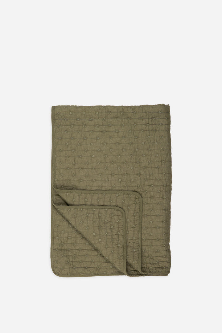olive green cross stitch quilt