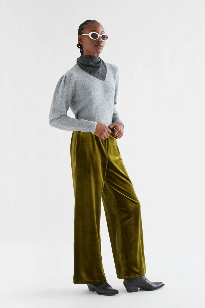 Olive Green Velvet Trousers