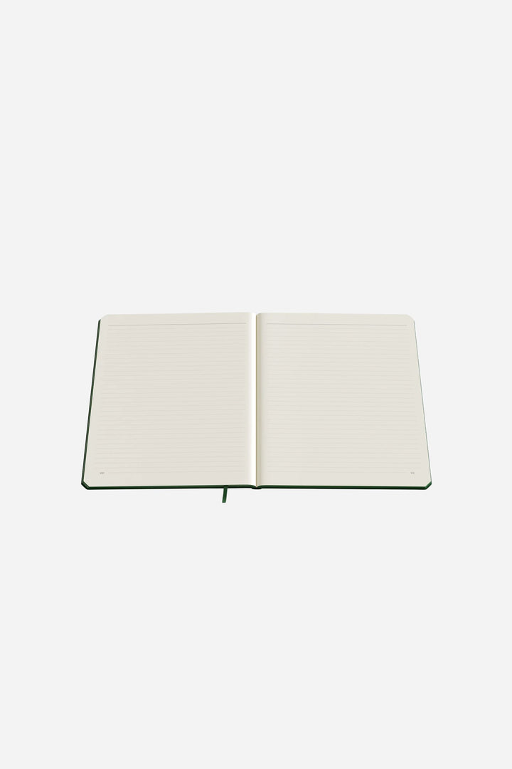 lined notebook on white background