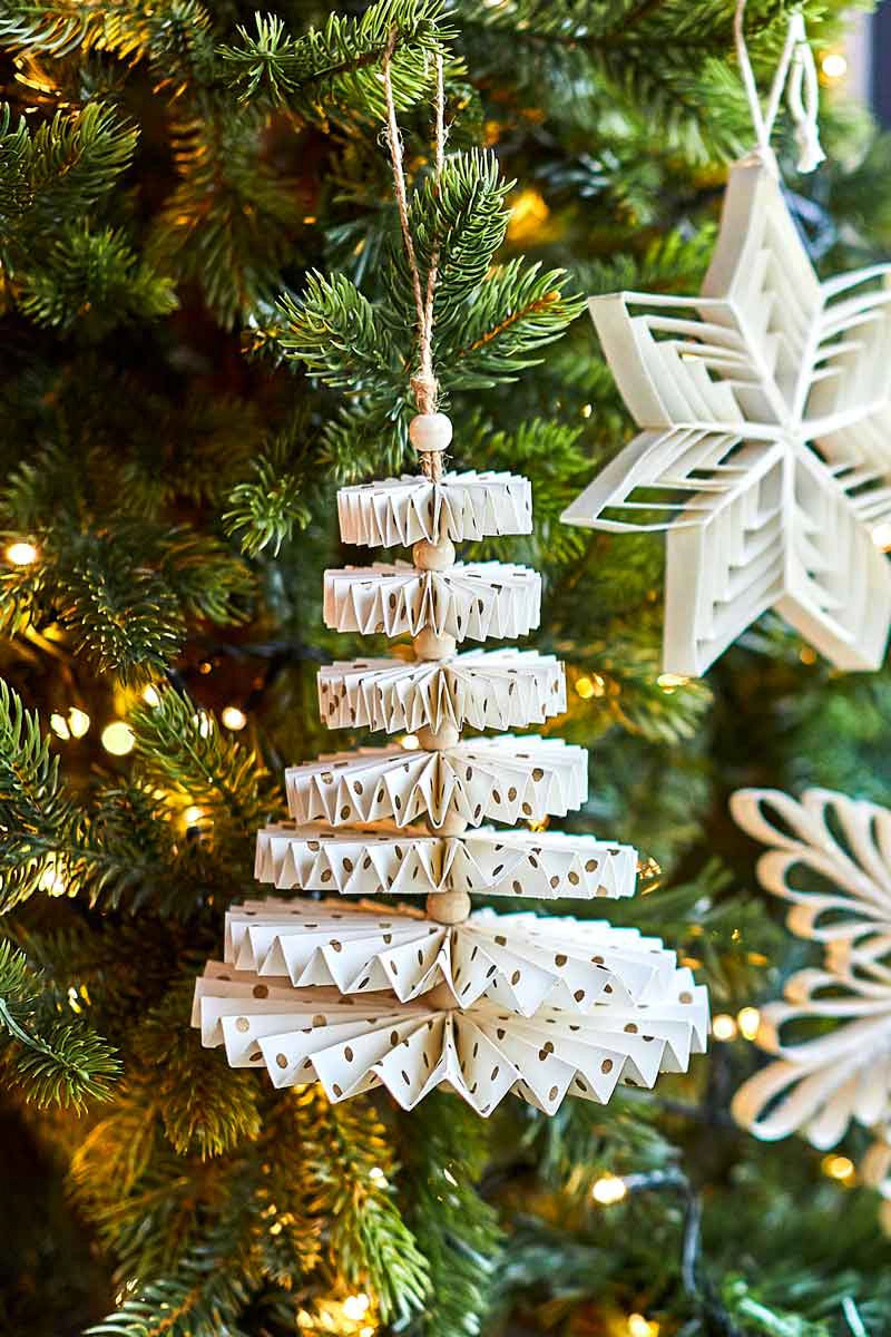 Paper Tree Hanging Ornament  / White Gold - Domestic Science Home