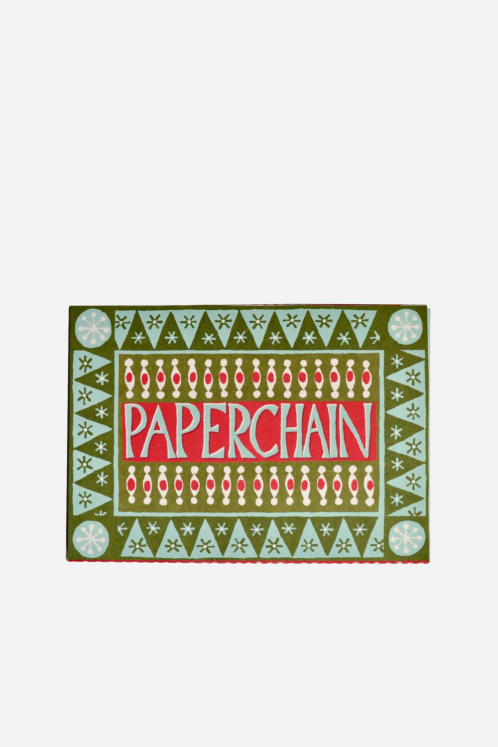 red and green cambridge imprint paper chain kit on a white background