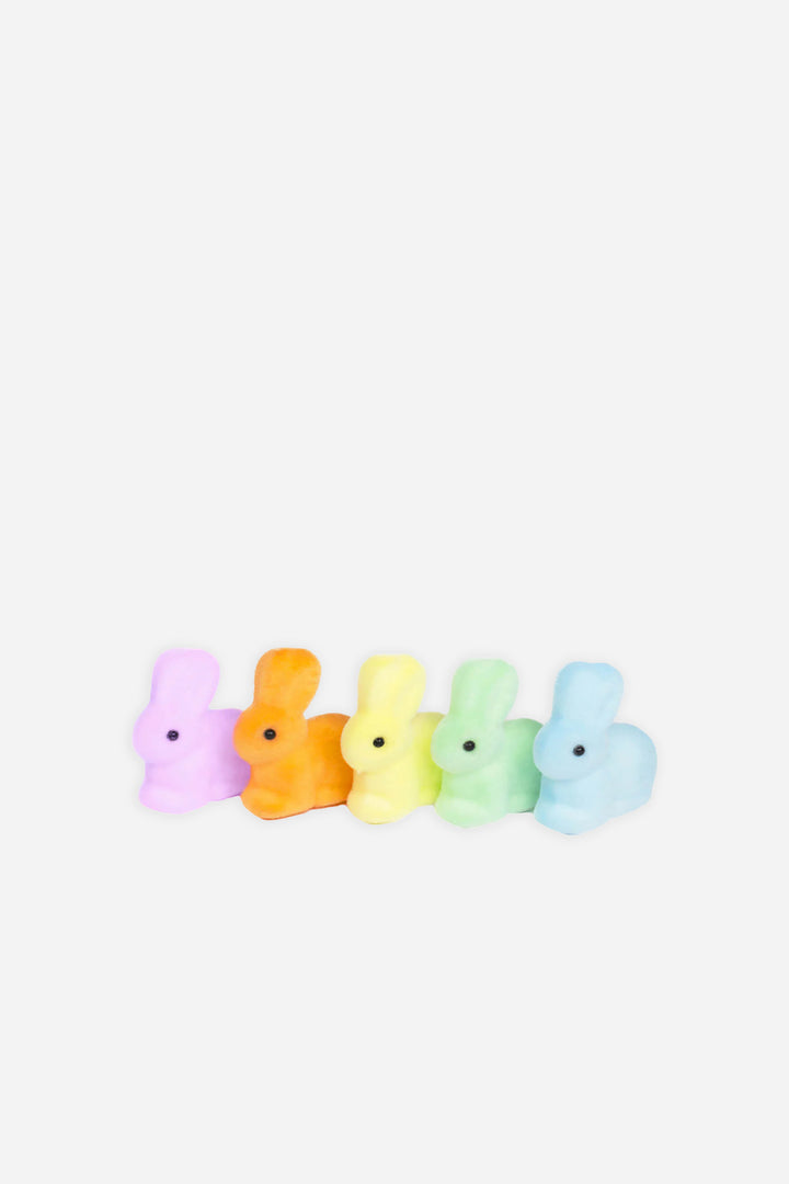 Flocked Pastel Bunny Decs / 5pk