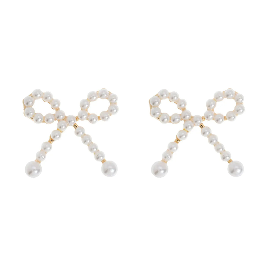 Juliette Pearl Bow Stud Earrings