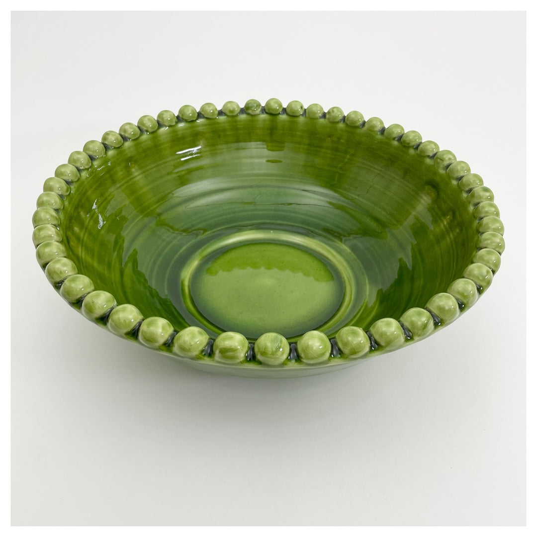 pearl bobble edged serving dish green large