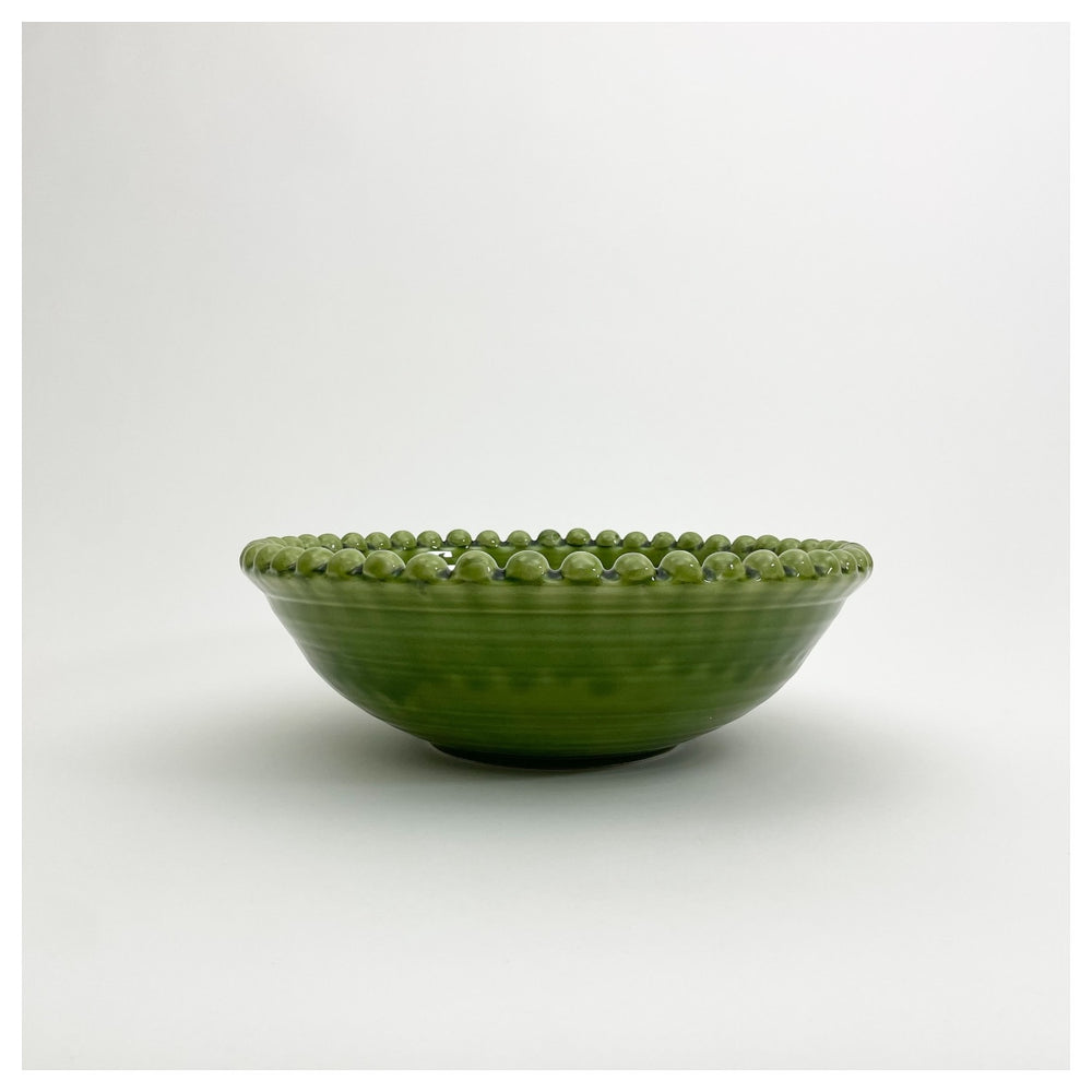 pearl bobble serving dish green side