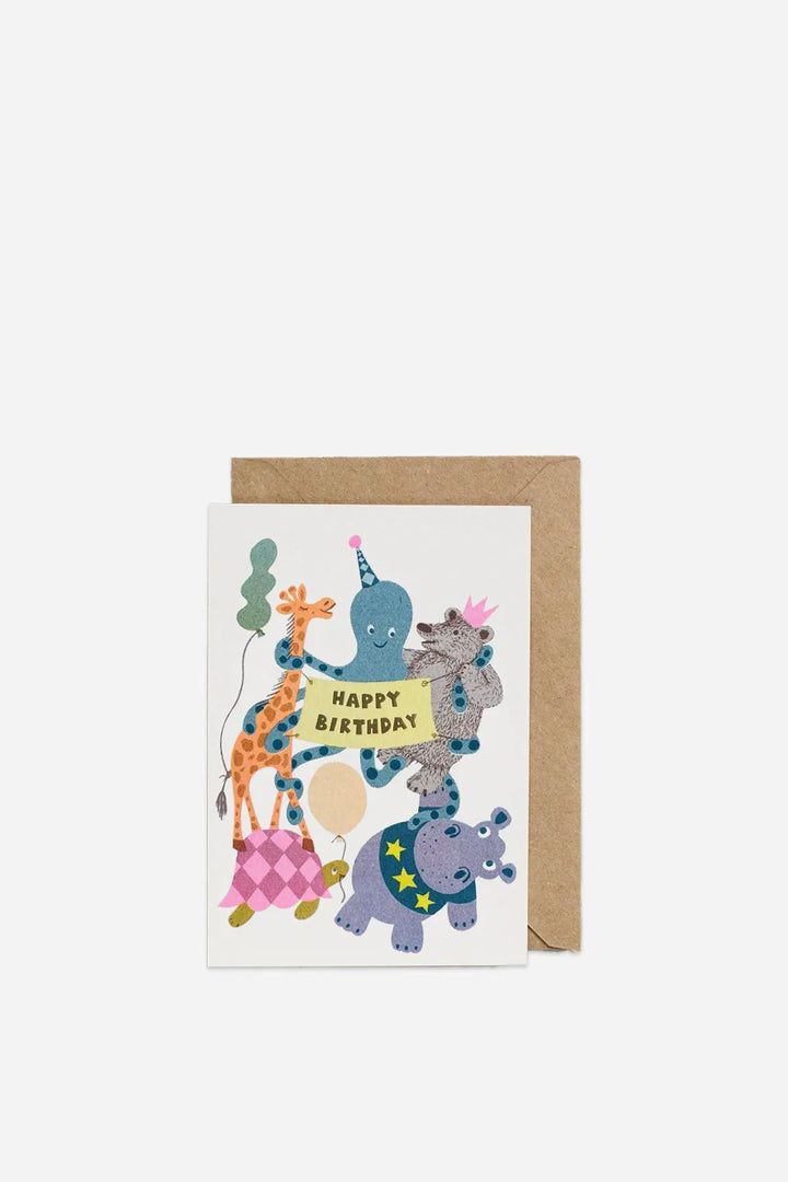 Kids Happy Birthday Card Pets Party
