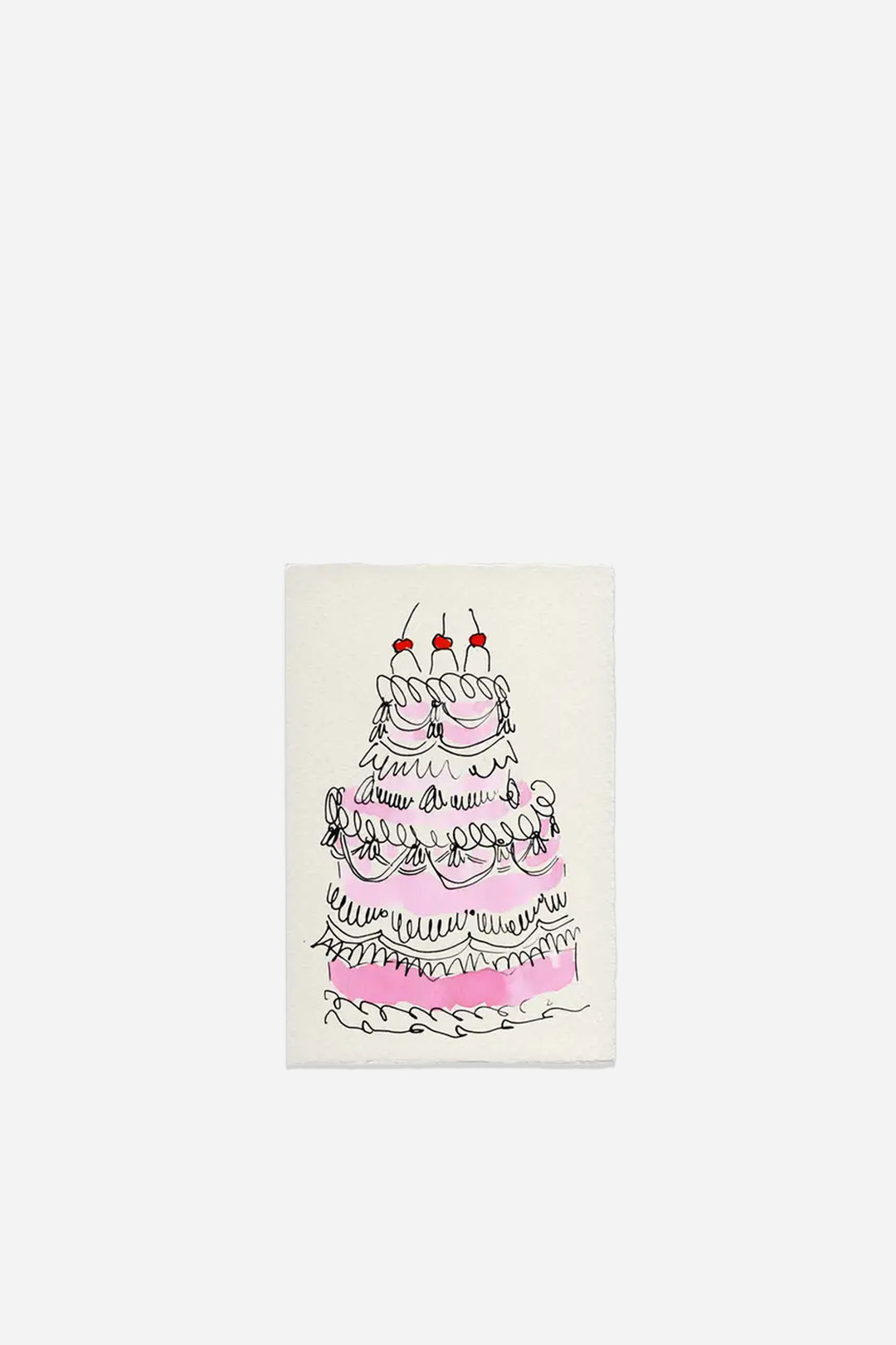 Pink Cake Hand-Painted &amp; Letterpress Card