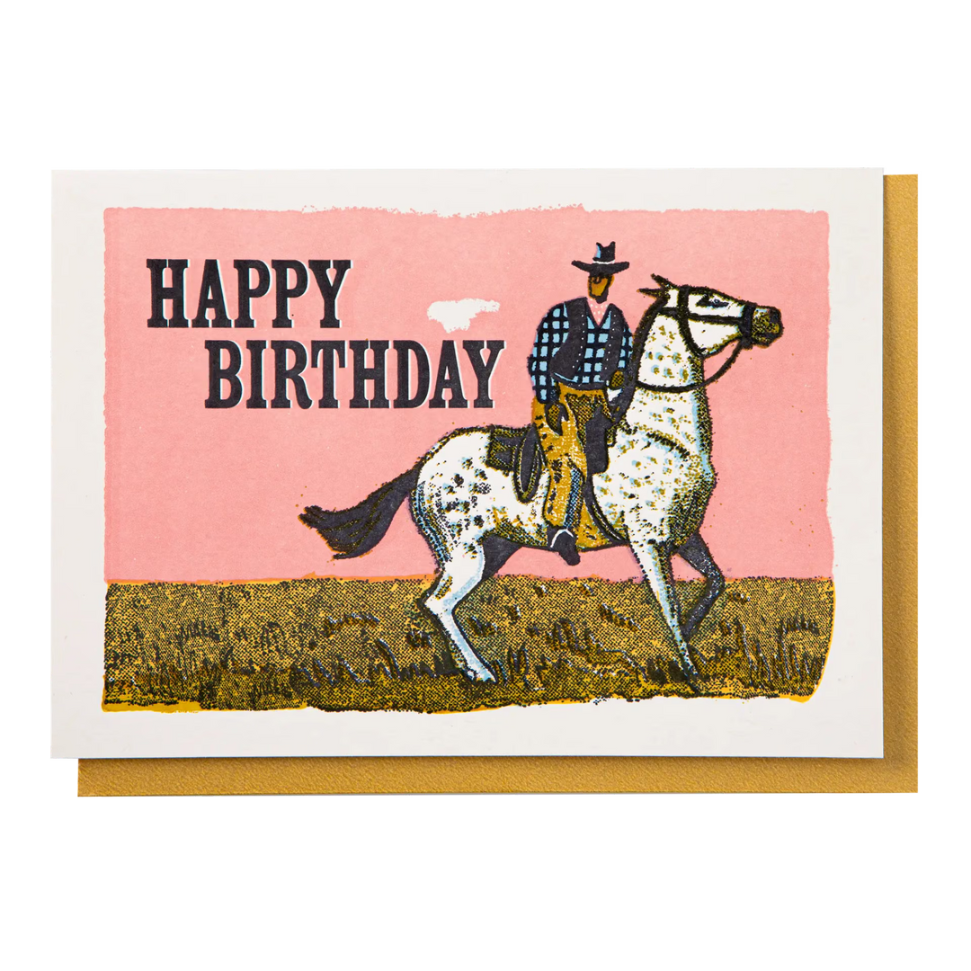 Pink Cowboy Birthday Card