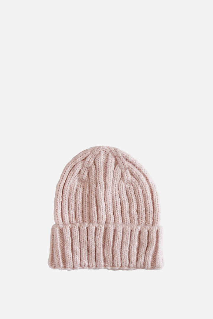 Ribbed Knit Beanie Hat  / Pink