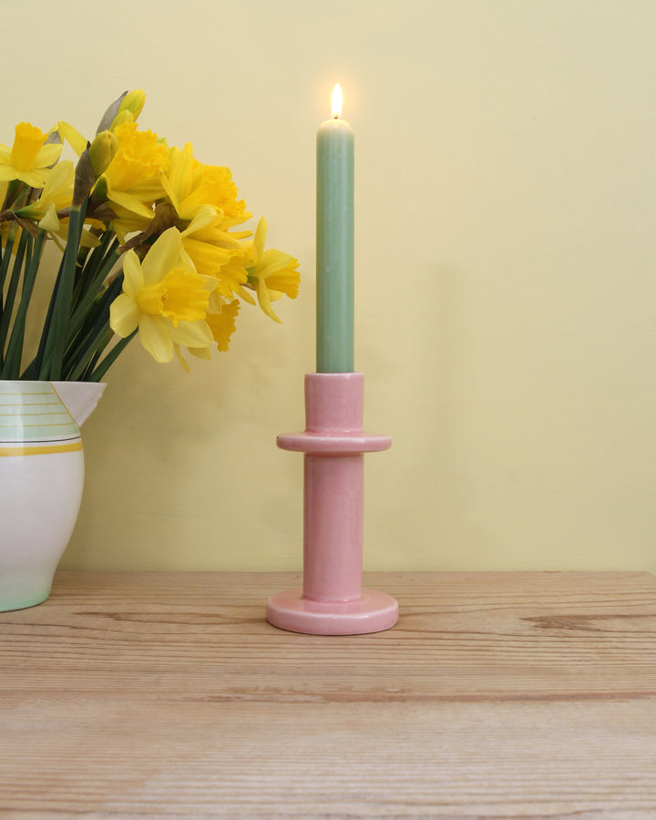 Ceramic Candle Holder Standing / Pink