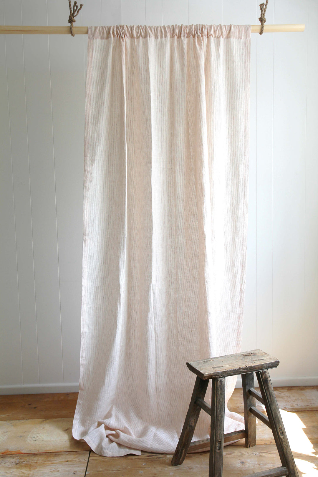 Linen Stripped Curtain / Clay & Milk