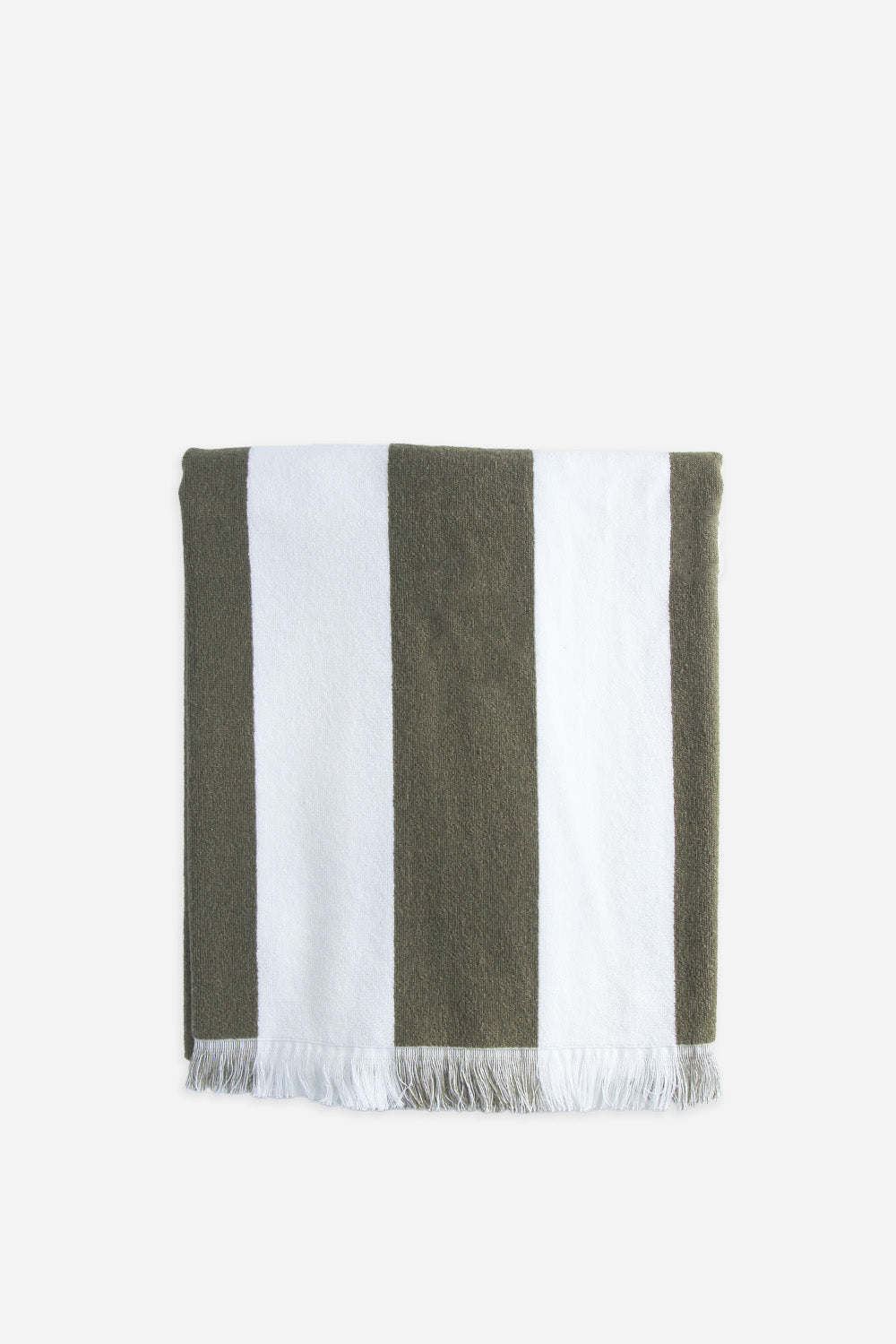 porto white and khaki striped beach towel