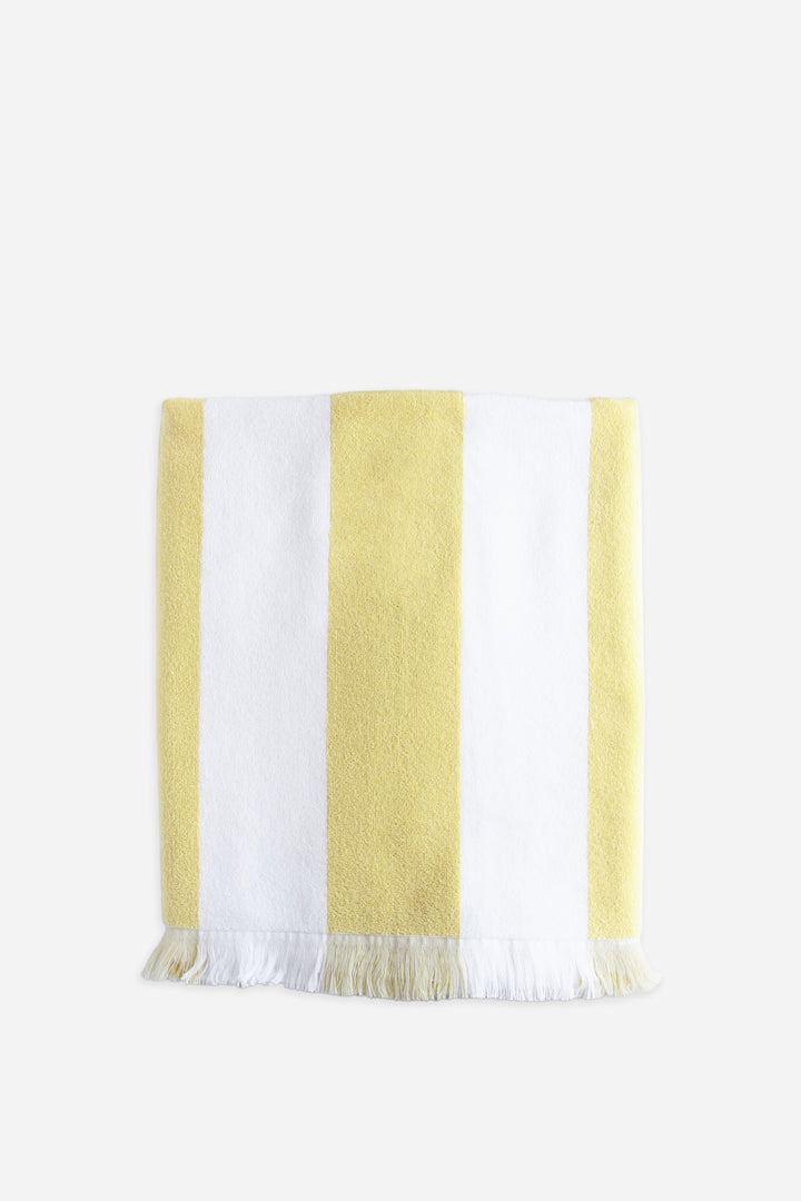 porto white and yellow striped beach towel