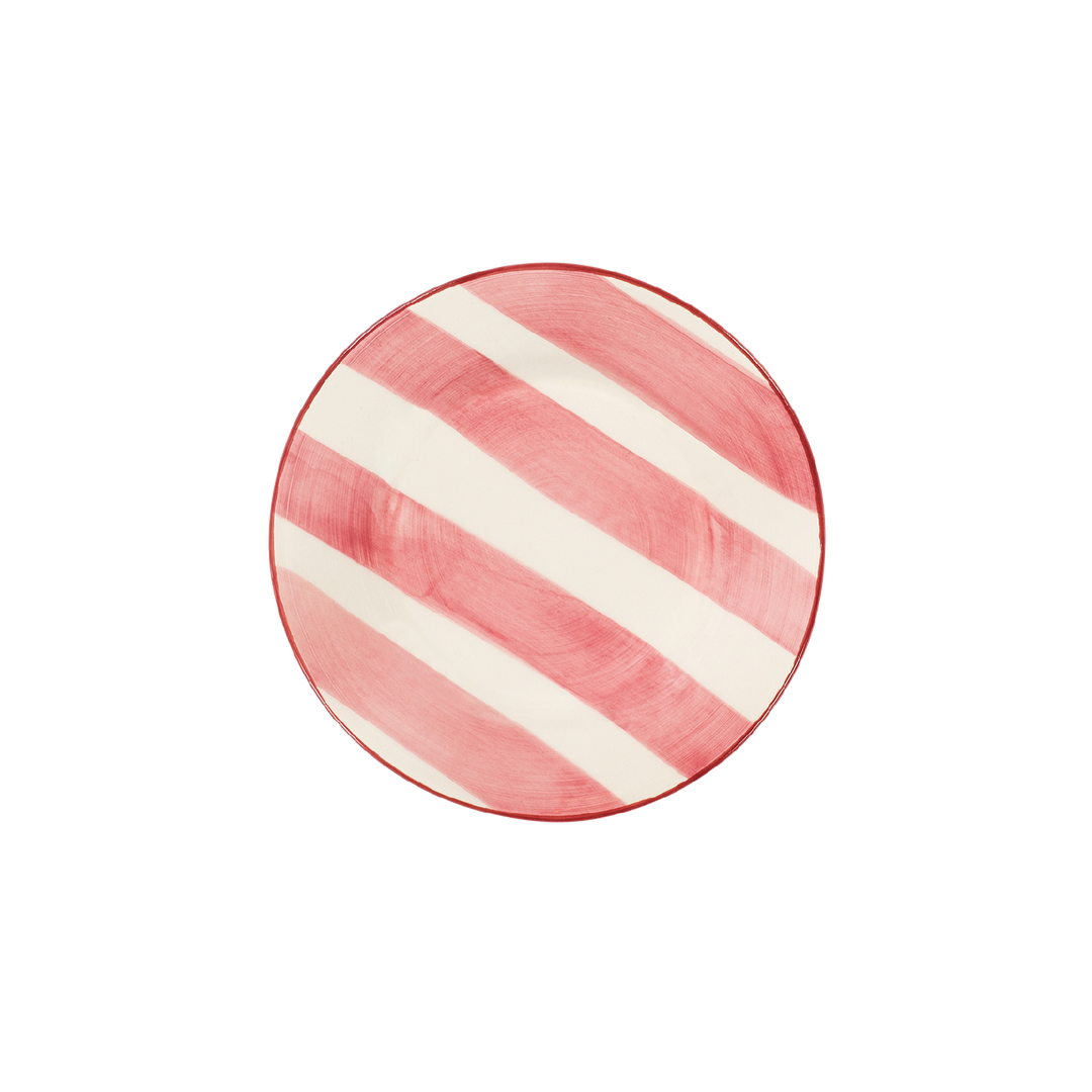 Striped Posy Breakfast Plate / Pink