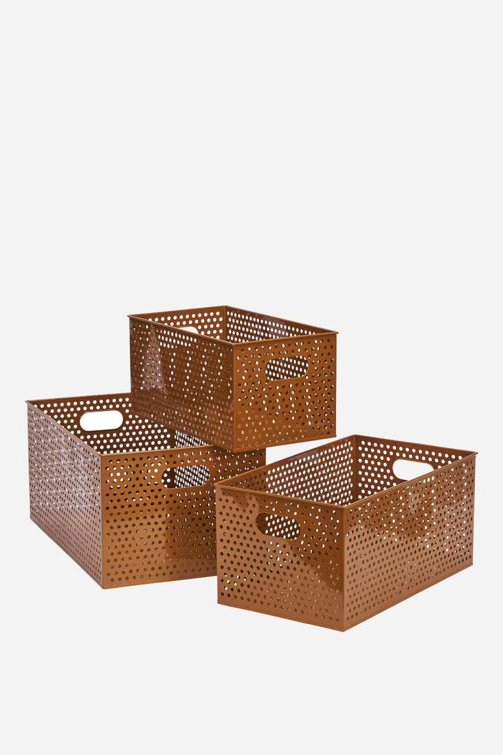 Iron Storage Boxes Deep Set 3 / Pumpkin Spice