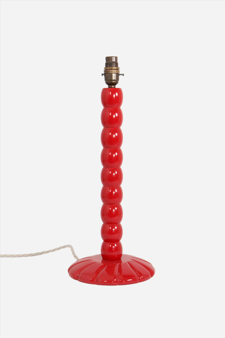 Ditto Turned Wooden Bobbin Lamp / Red