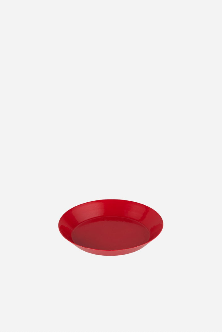 Red Enamel Candle Tray