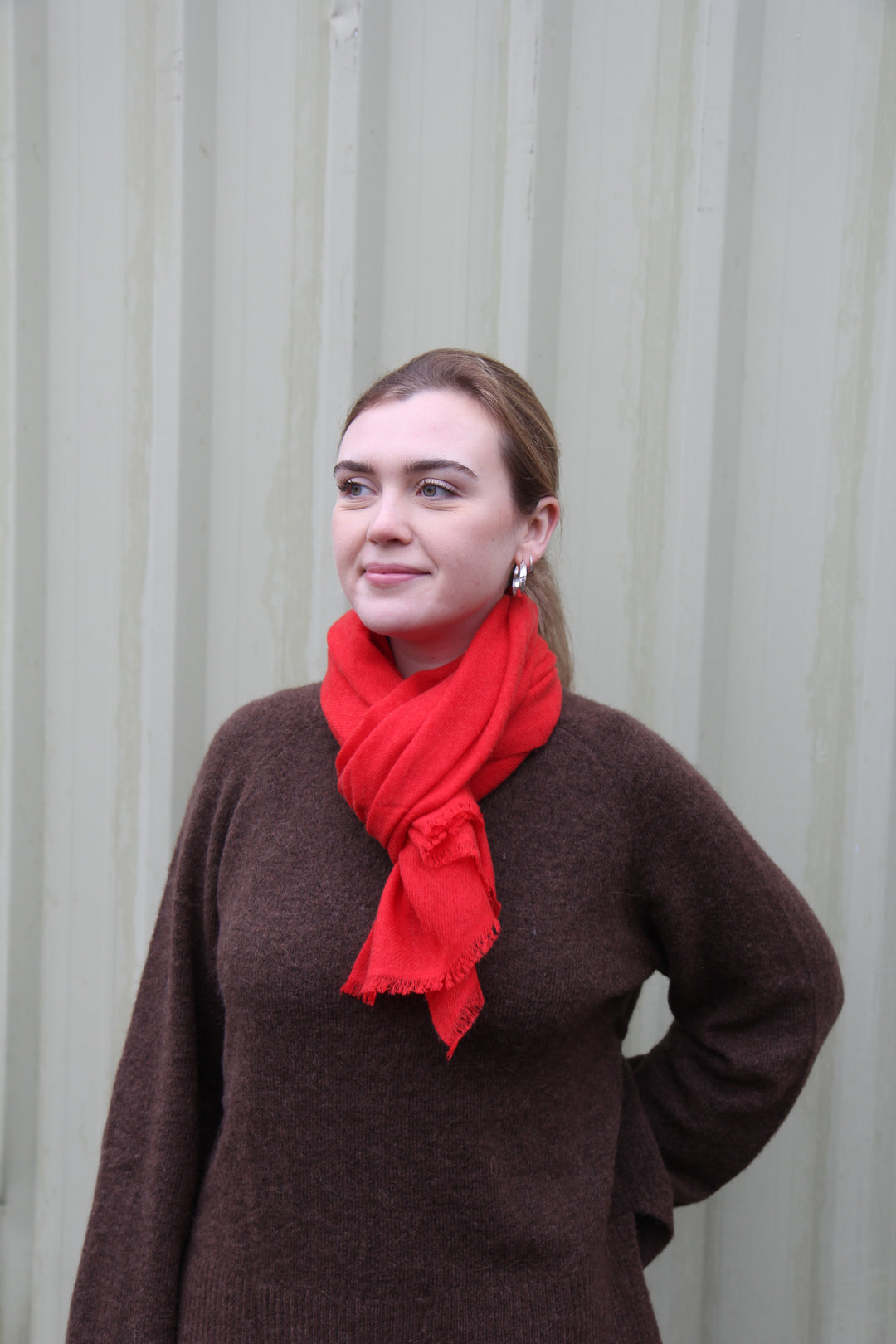 Woven Cashmere Scarf / Red