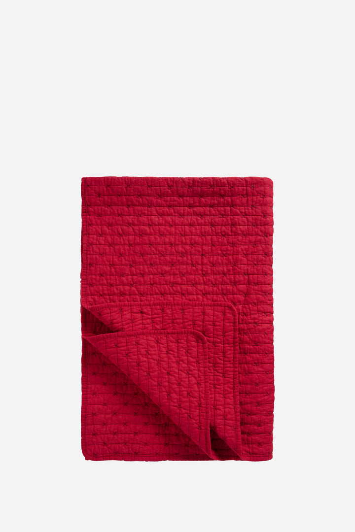 Quilt Red W/Cross-Stitches