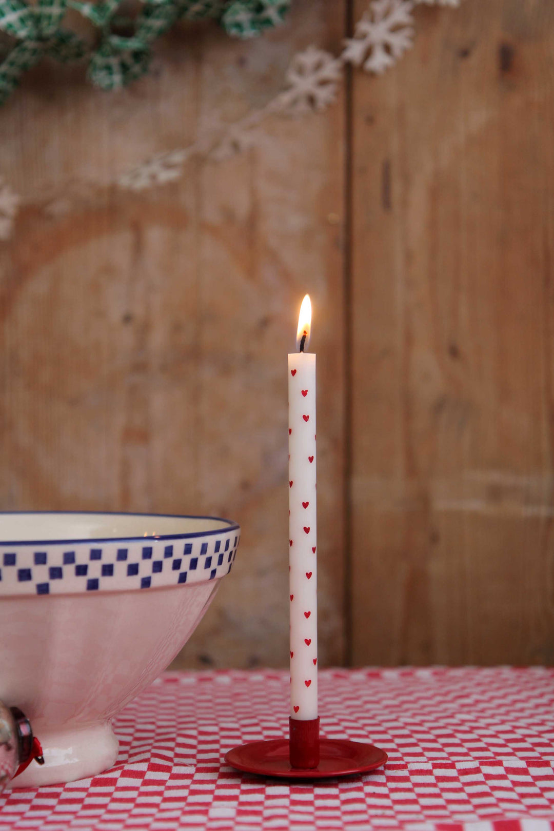 Red Enamel Taper Candle Holder