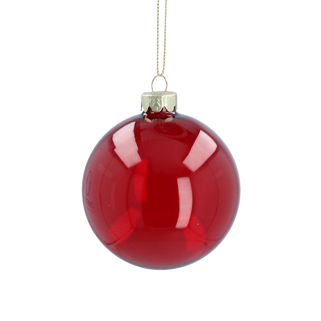 Clear Glass Bauble / Red