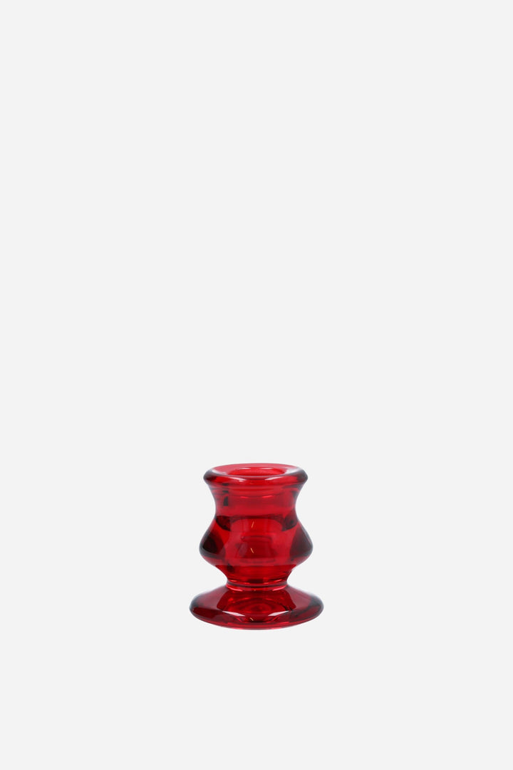 Glass Candlestick / 6cm Red