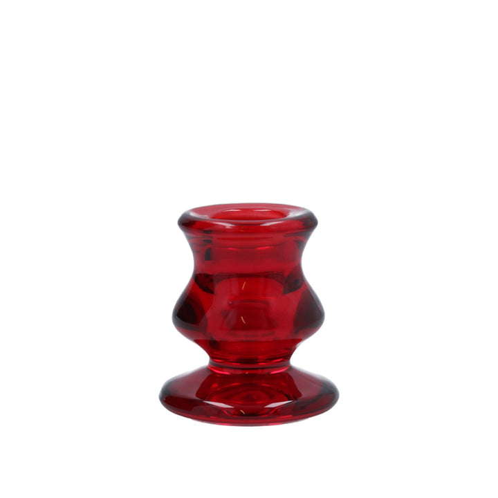 Glass Candlestick / 6cm Red