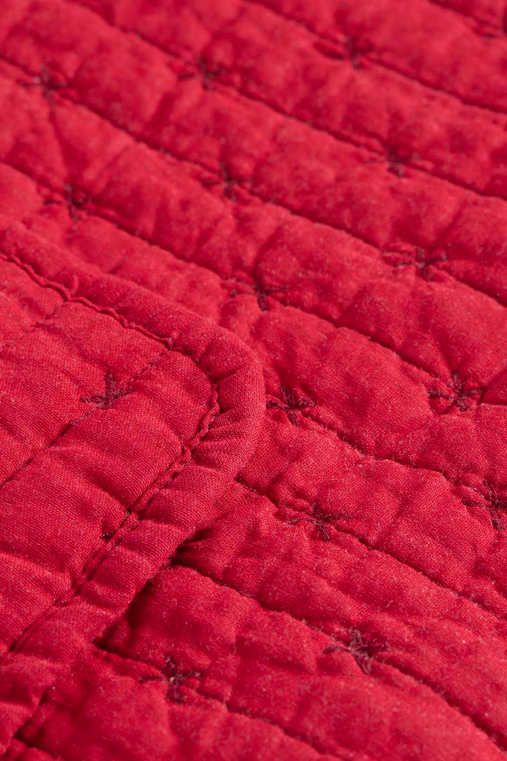 Quilt Red W/Cross-Stitches