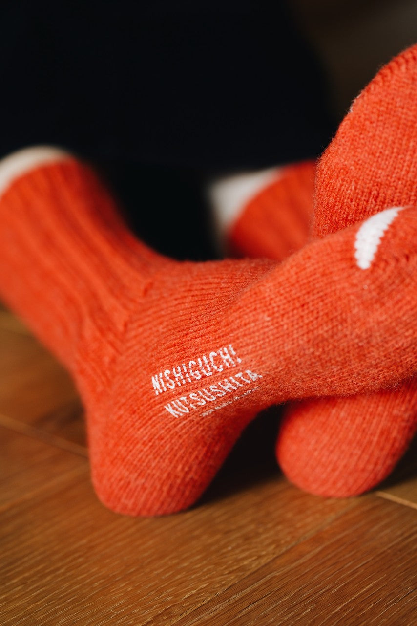Wool Ribbed Socks / Shrine Red