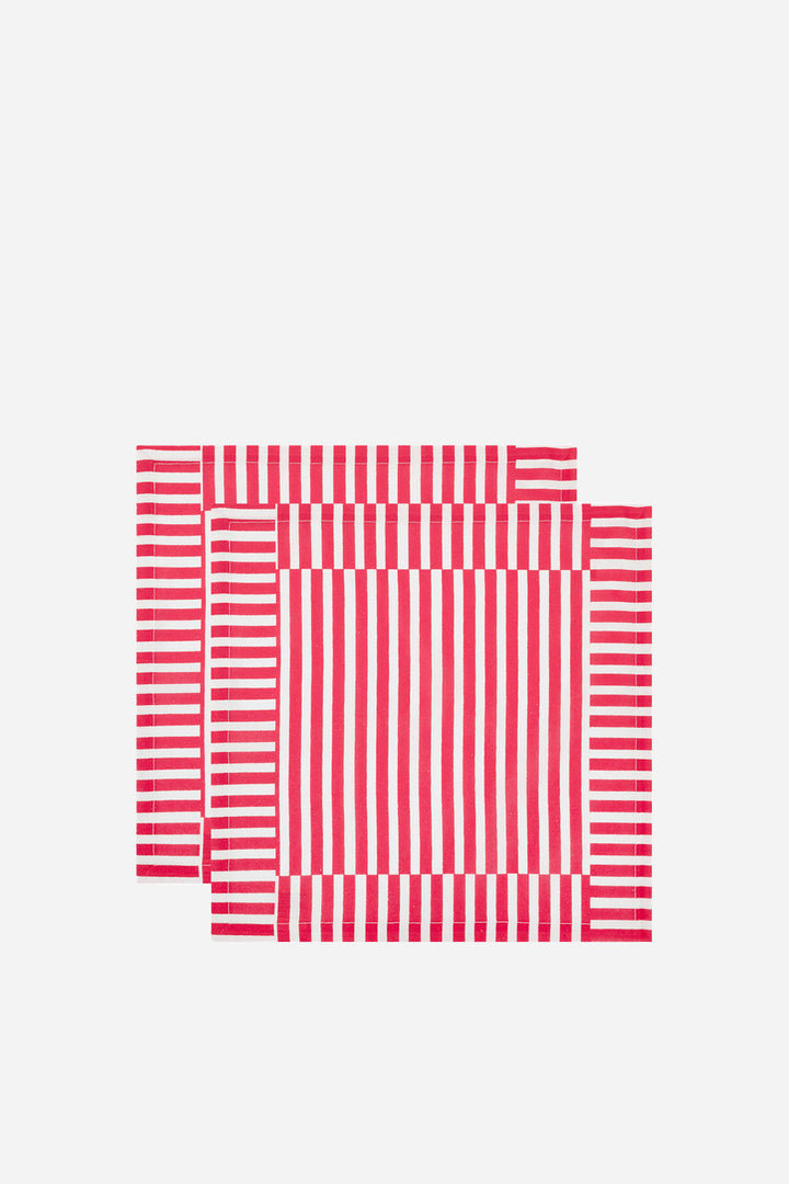 Red Stripe Napkins / Set of 2