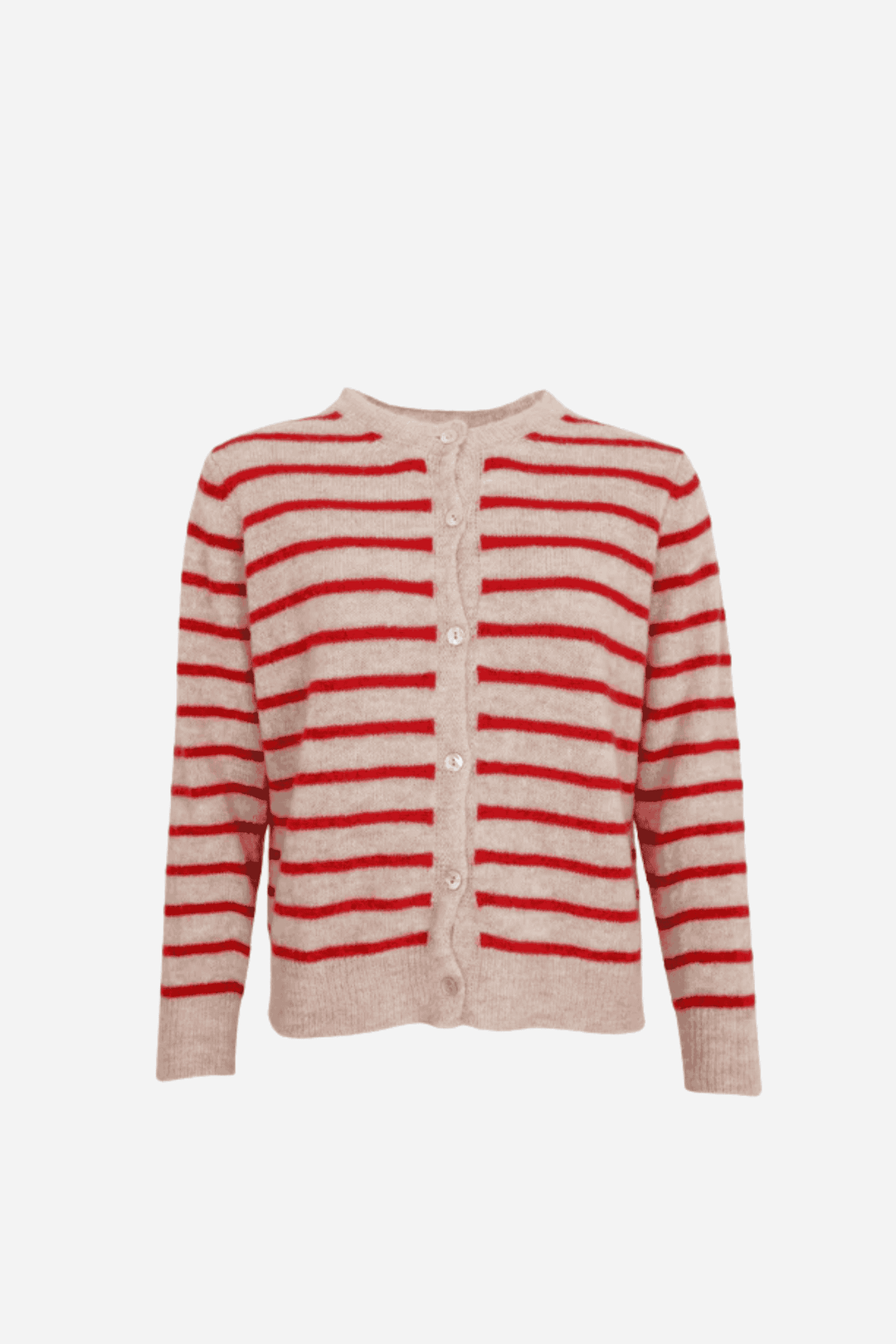 Striped Knit Cardigan / Red